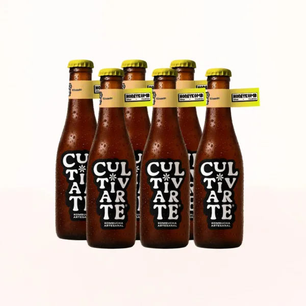 Foto de six pack de kombuchas cultivarte sabor honeykomb