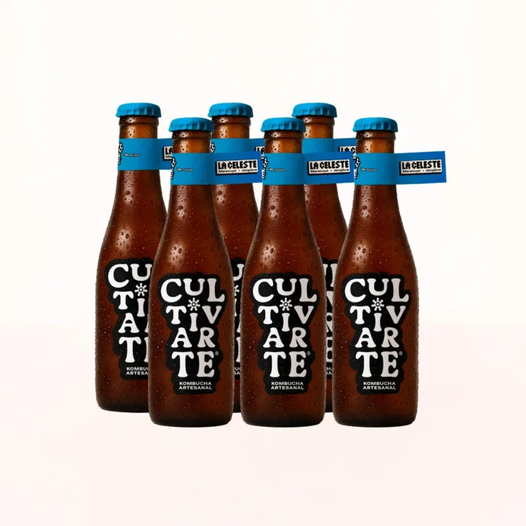 Foto de six pack de kombuchas cultivarte sabor La Celeste