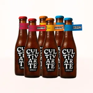 Foto de six pack de kombuchas cultivarte sabor frutales kombushot la celeste y berrylove