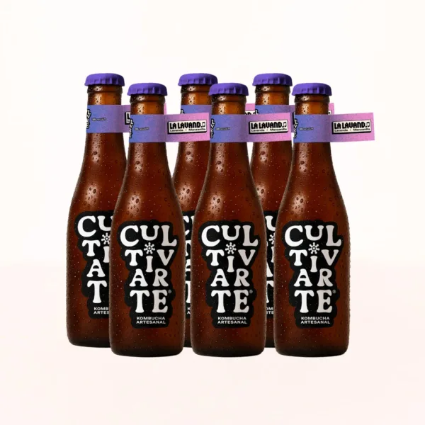 Foto de six pack de kombuchas cultivarte sabor lalavand