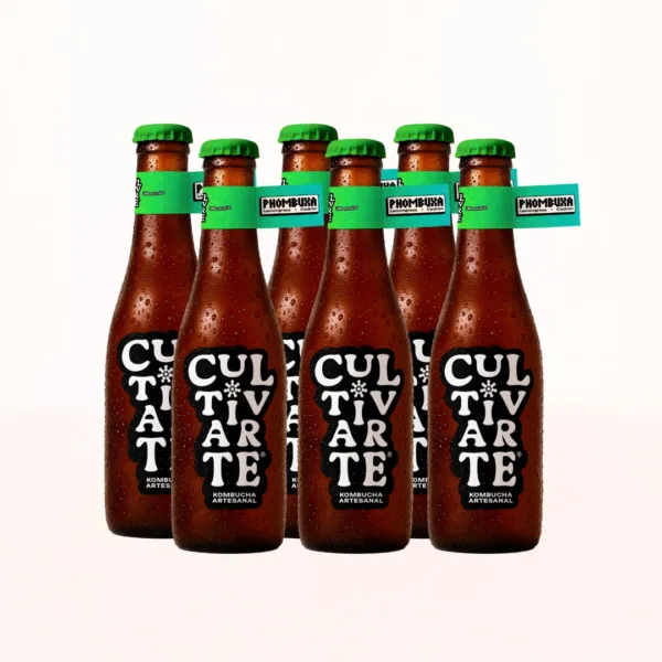 Foto de six pack de kombuchas cultivarte sabor Phombucha